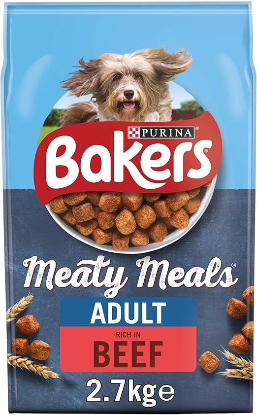 Bakers Meaty Meals Adult Dry Dog Food Beef 2.7kg (Pack of 4) Amazon.co