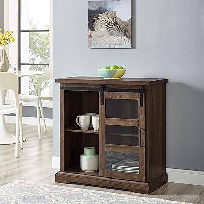 WE Furniture Modern Farmhouse Buffet Entryway Bar Cabinet, Walnut