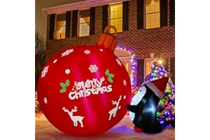 Onory 4FT Christmas Inflatables Outdoor Decorations Inflatable Penguins Push Christmas Bell with Build-in LEDs Blow up Holiday Decorations for Yard Garden Outdoor Indoor Decor