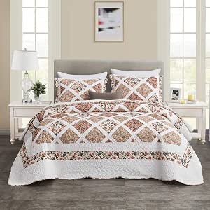 Amazon.com: CHIXIN 100% Cotton Thin Comforter Set King Size - 3 Piece Bedspread Coverlet Set 