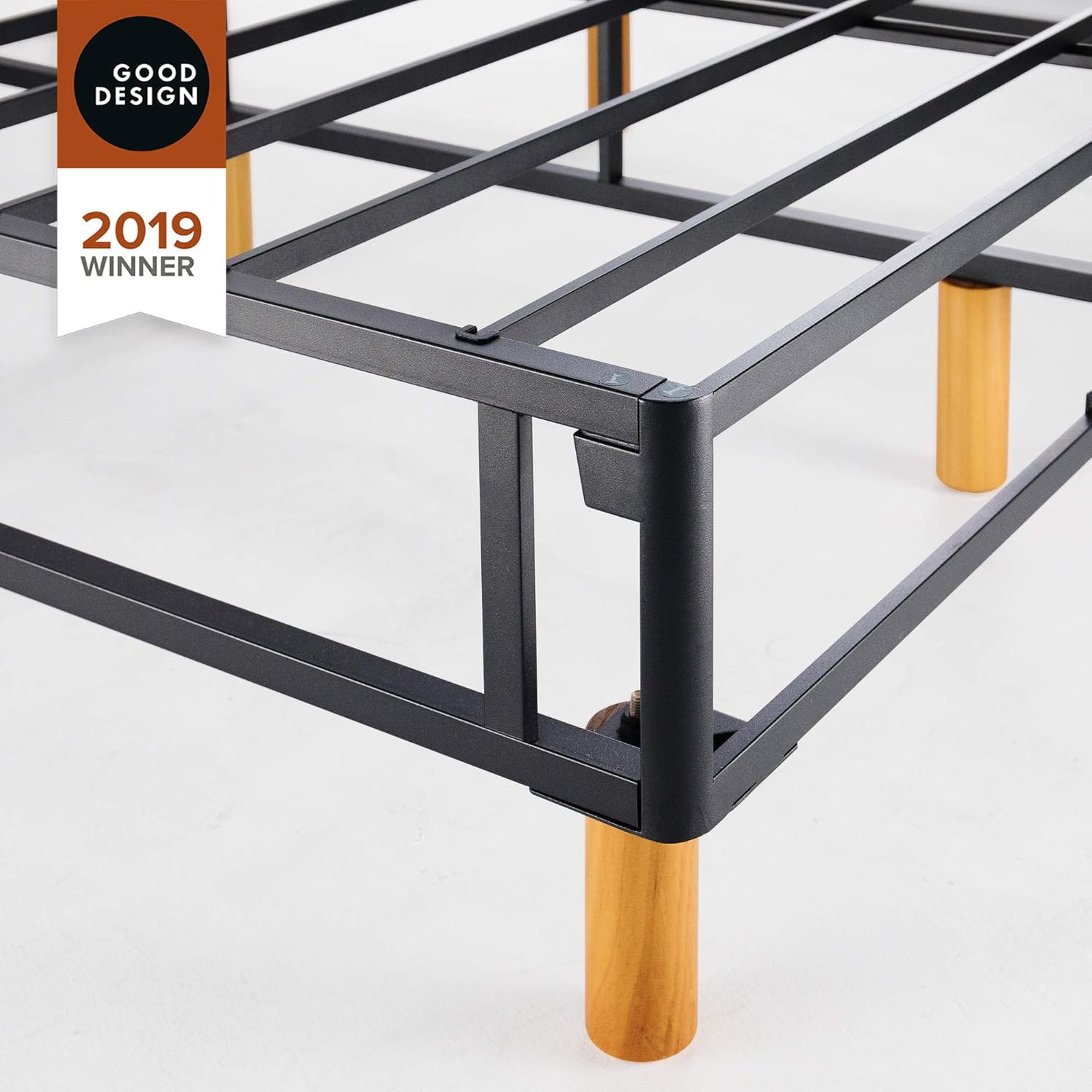 Zinus Justina Quick Snap Standing Mattress Foundation | Platform Bed, No Box Spring Needed | Navy, Queen: Furniture & Decor