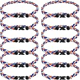 JEANUE 12Pack Baseball Necklaces for Boys, 18inches Braided Rope Tornado Titanium Sports Necklaces, Ideal for Baseball Team Gifts, Party Favors, Baseball Accessories Drip,Multi-Color