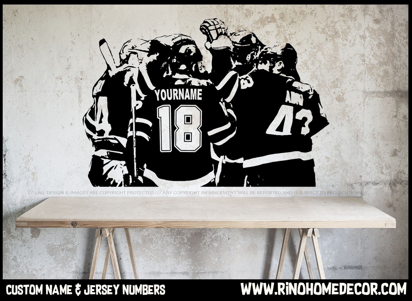 Chicago Blackhawks Wall Decal Art Custom Name Sticker Hockey Kids Mural Nl30 Home Garden Decor Decals Stickers Vinyl Art