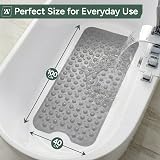Zuvo Extra Long Bath Mat 100x40cm Grey Non Slip Anti Mould Machine Washable view 2