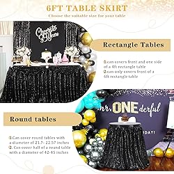 6ft Black Table Skirt for Round Rectangle Square