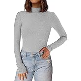 PRETTYGARDEN Women's Turtleneck Long Sleeve Shirts 2026 Fall Basic Tees Ribbed Fitted Tops Thermal Layering Knit Top Clothes