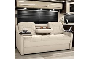Qualitex De Leon Console DX RV Sofa Bed, 72" Wide, Ultimate Leather, Bisque