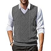 COOFANDY Men V Neck Sweater Vest Knit Casual Pullover Vest Slim Fit Sleeveless Lightweight Sweater Vest
