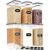 HKJ Chef Cereal Containers Storage Set (4L / 135.2oz), 6PCS Airtight Food Storage Containers with Lids, Cereal Dispensers for kitchen Pantry Organizers and Storage with Pour Spout, 20 Labels, Marker