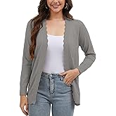 LUXEBOLD Cardigan Sweaters for Women Elegant Lightweight Open Front Cardigans Long Sleeve V Neck Knit Sweater