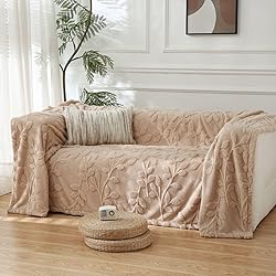 PU MEI Khaki Flannel Fleece Throw Blanket for Couch