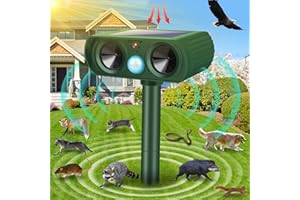 DEFENDY Solar Animal Repeller, 2024 Upgraded Cat Repellent Outdoor, Waterproof Ultrasonic Pest Repellent with PIR Sensor Deer Repeller Repel Dogs Raccoon Rabbit Skunk Coyote Squirrels for Yard Garden