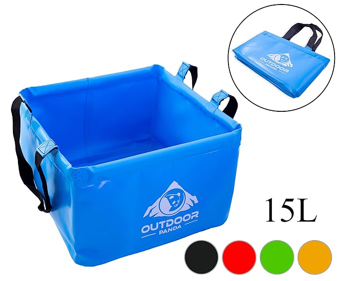 Outdoor Panda: Outdoor Faltschüssel 15 Liter | Faltbare Camping Waschschüssel aus langlebigem Planen Gewebe| Platzsparende un