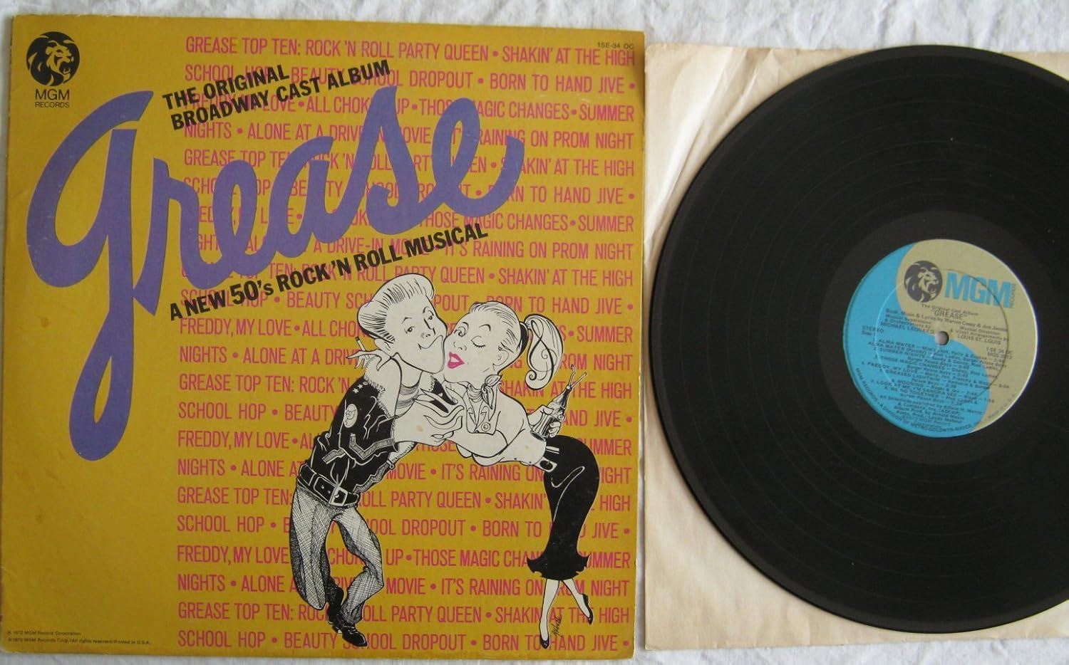 Original Cast Recording Grease Original Cast Recording LP MGM 1SE34