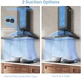 COMFEE' 60 cm Chimney Cooker Hood PYRA17B-60 with LED 3 speeds Duct/Recirc view 8