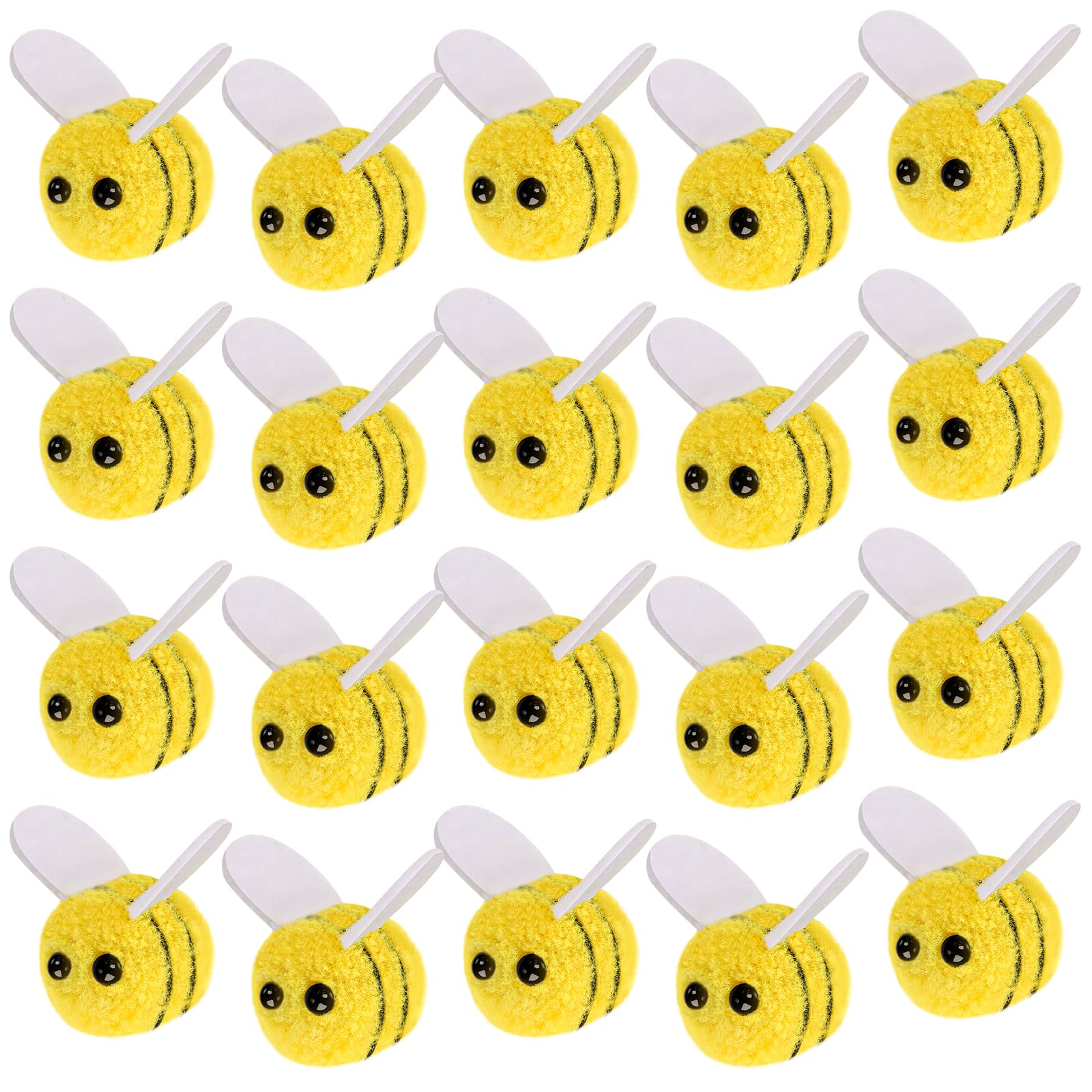 Mozeat Lens 20 PCS Mini Wool Felt Bees Cute Bee Craft Supplies Felt Bees for Crafts Plush Bees Decor for Clothing Hats Bags Gift DIY Bee Themed Party Costume Accessories