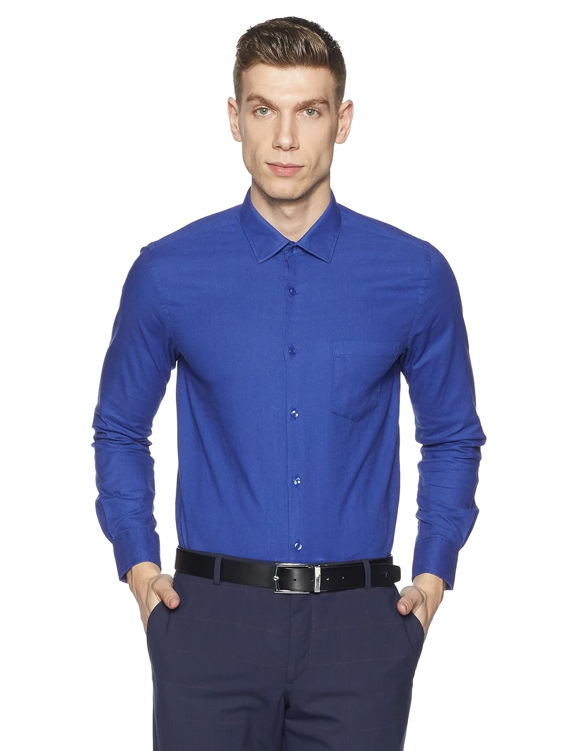 diverse men's solid regular fit cotton formal shirt