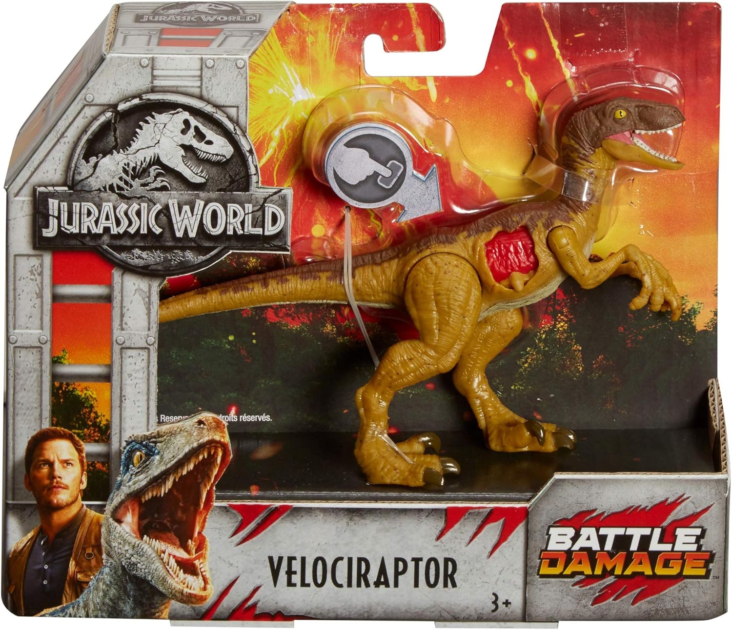 jurassic world battle damage velociraptor blue