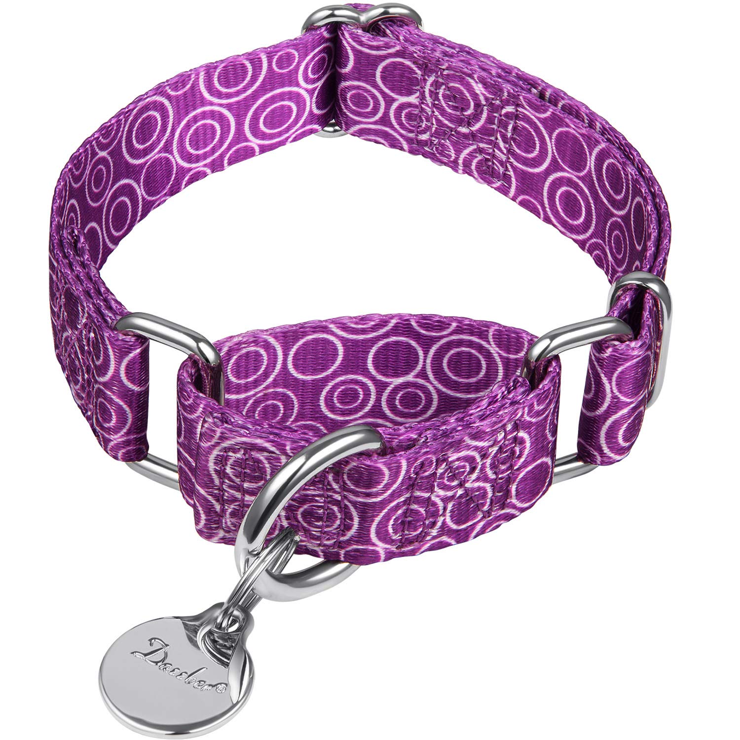 Dazzber Martingale Collars for Dogs – Soft Adjustable Dog Collar, Durable D-ring Heavy Duty, Choke Collar for Large Medium Small Dogs (Large, Ligeht Purple -C.R.C) — image 1