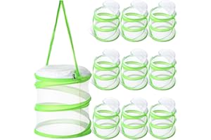 Sherr 10 Pcs Mini Butterfly Habitat Cage Clear Mesh Butterfly Net Cage Container Foldable Terrarium, 6.3x7.1inch