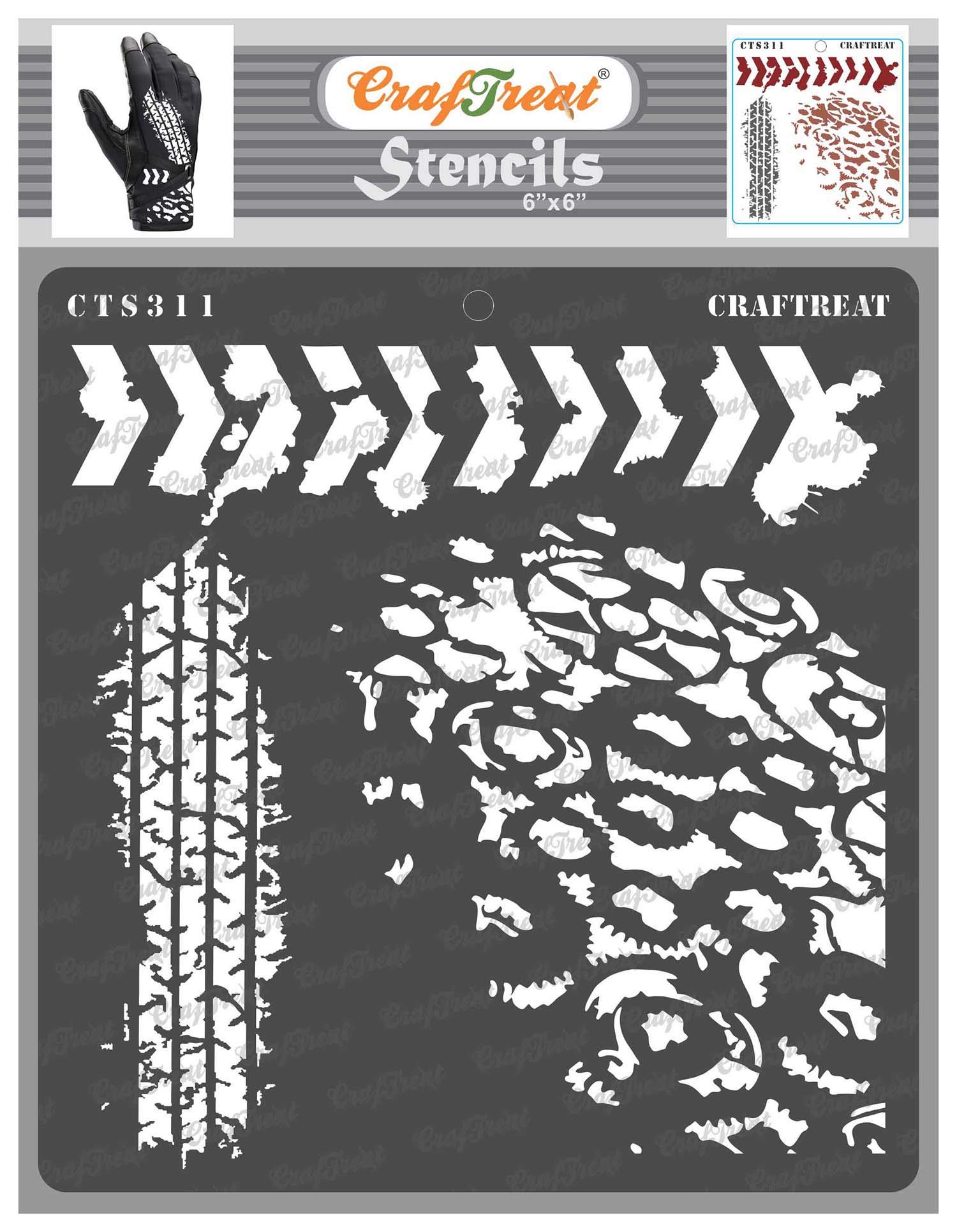 CrafTreat Road Pattern Stencil 6x6 Inch – Reusable 10 Mil Plastic Painting Template for Wood, Wall, Floor, Tile, Furniture & Canvas DIY Craft