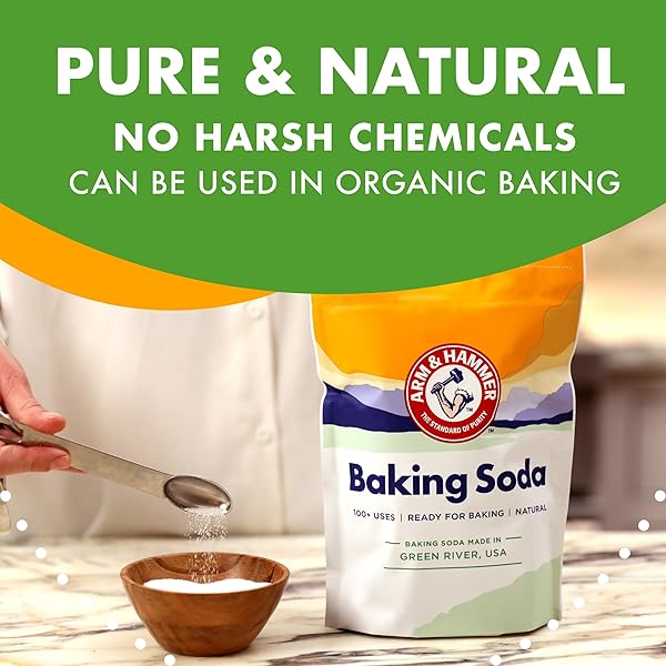 ARM & HAMMER BAKING SODA MADE IN USA, IDEAL FOR BAKING, PURE & NATURAL, 2.7LB BAG