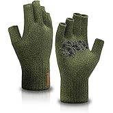 Fullsheild Merino Wool Fingerless Gloves Half Finger Wool Gloves for Men Women Winter Unisex Knit Fingerless Mittens