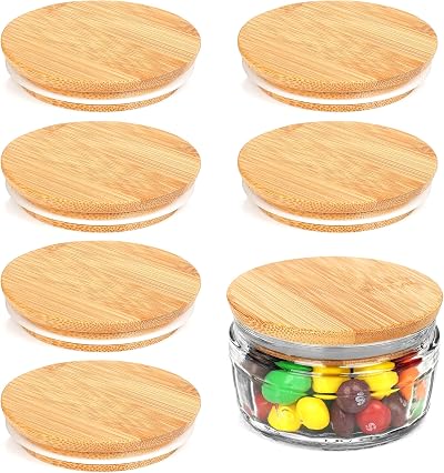 ANOTION Bamboo Lids for Gü Pots, 6 Packs Reusable Airtight Covers