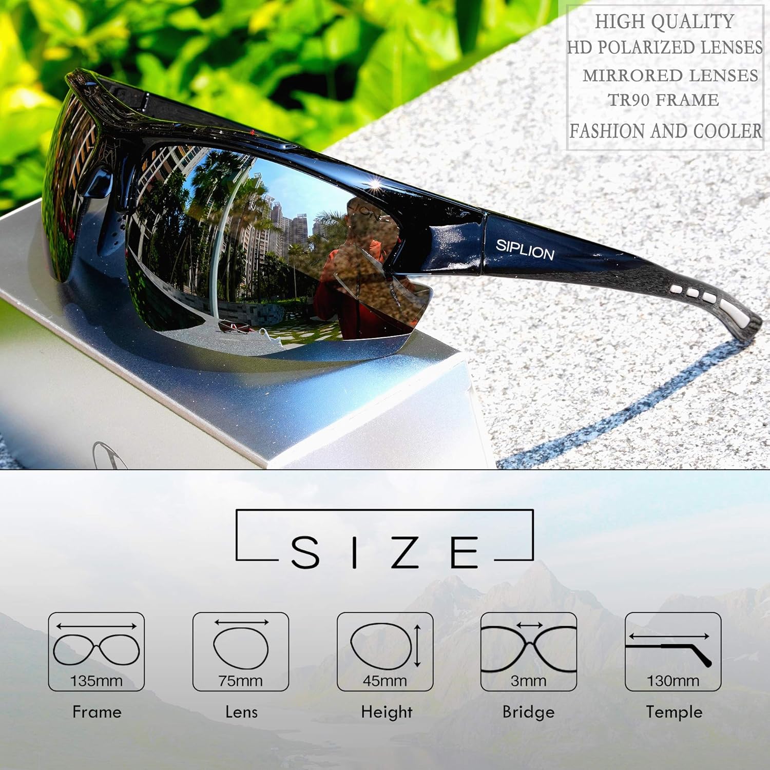 SIPLION Men's Polarized Sunglasses Sports Glasses for Cycling Fishing Golf TR90 Superlight Frame 502 Silver: Shoes