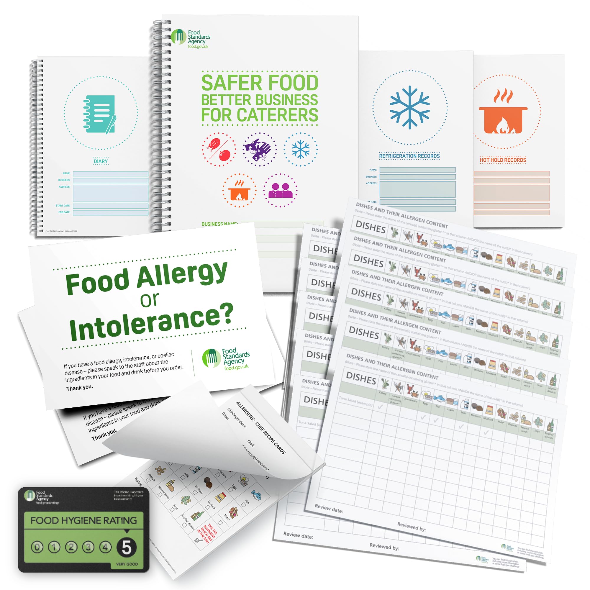 Safer Food Better Business 2026 with Food Safety Book, 13 Month Diary, 2 x Allergen Posters and Content Sheets & More for Caterers Restaurants Takeaways