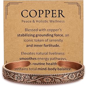 Fashtour Pure Copper Bracelet for Men & Women, Adjustable Vintage Open Copper Bangle Handmade Jewelry Gifts in Multiple Retro