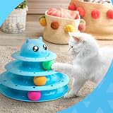 FurDreams Cat Roller Ball Toy Interactive Blue 3 Tier Puzzle Tower view 7