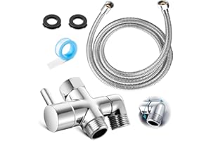 Dreyoo 59 In Stainless Steel Shower Hose, Solid Brass 3 Way Shower Arm Diverter Valve for Handheld Head and Fixed Spray Head,