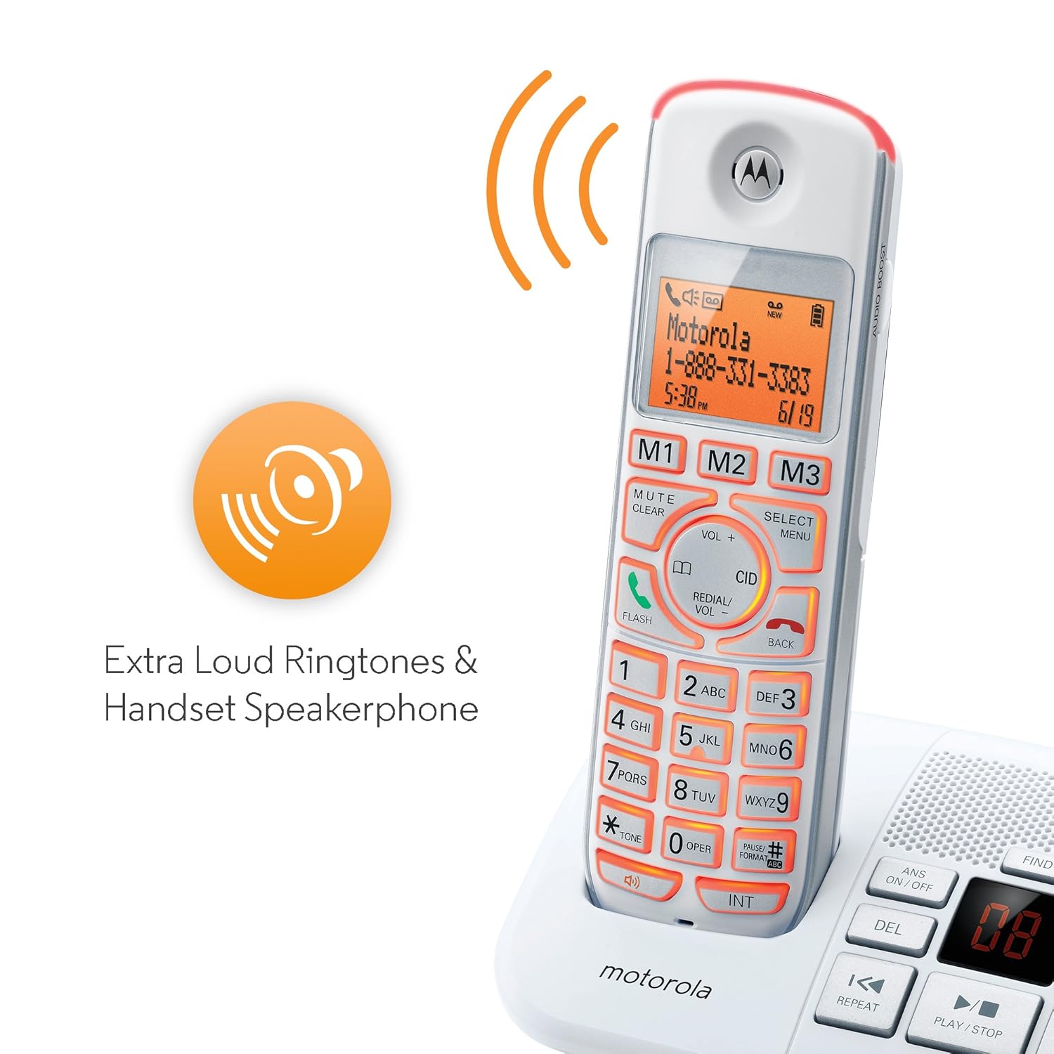Motorola K704 Digital Cordless Home Phone with Answering Machine and 4