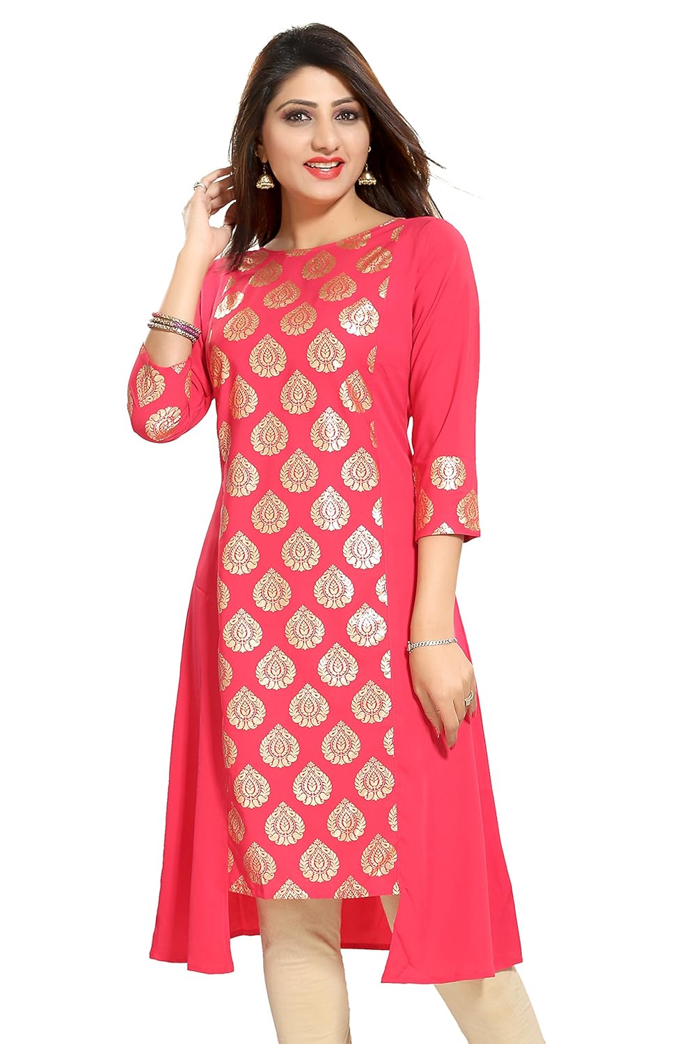 Women’s Crepe A-Line Kurta with Three Quarter Sleeve