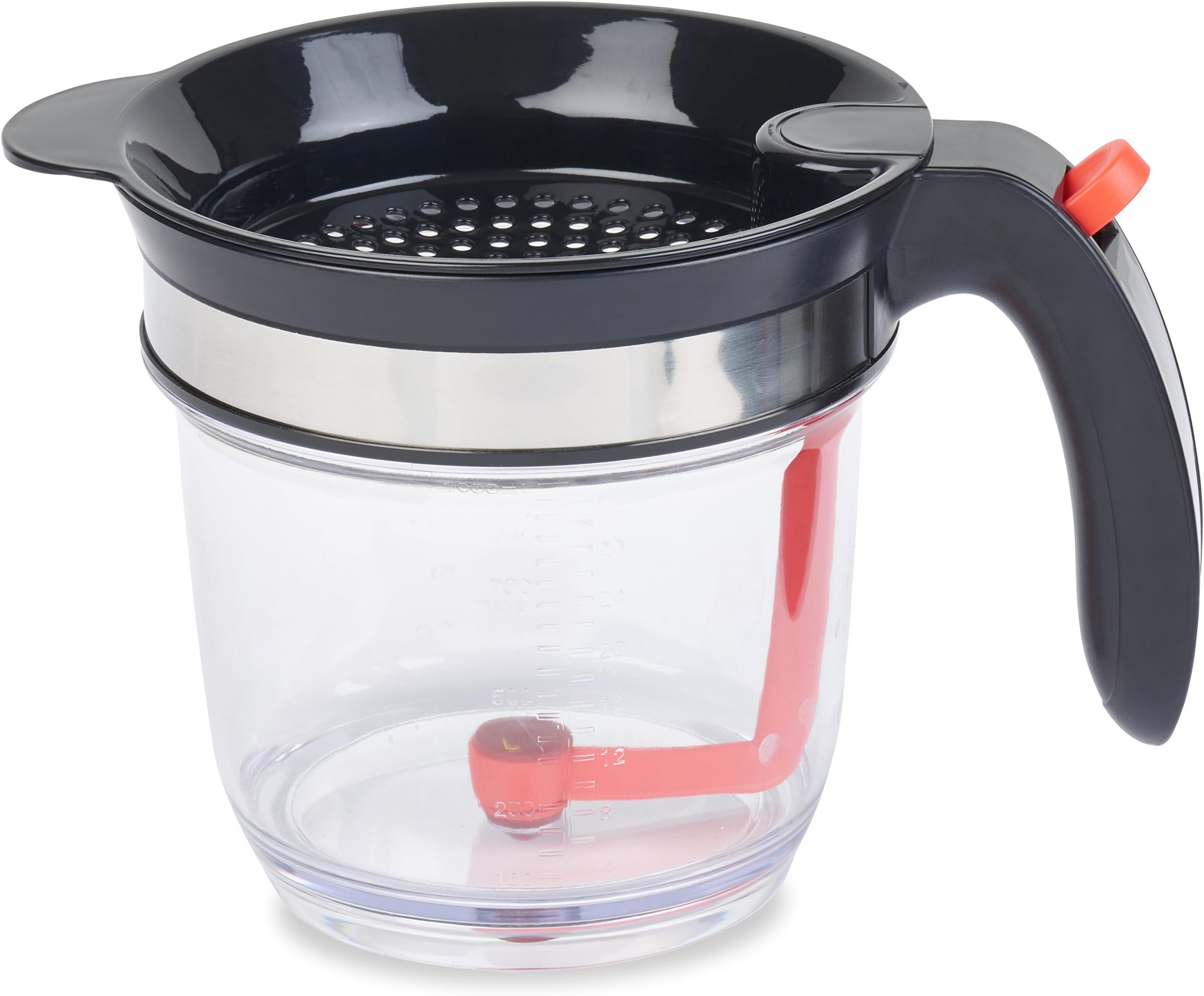 4 Cup Fat and Gravy Separator - Measuring Cup with Strainer, 1 Liter Capacity, Make Gravy the Easy Way!