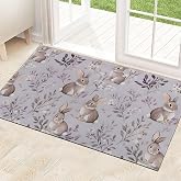 ainori Bunny Indoor Door Mat 29.5x17in,Non Slip Backing Rabbit and Floral Floor Mats,Non Woven Entryway Rug,Welcome Rugs Decor,for Entrance Inside Porch Bedroom Kitchen,Practical Doormats Gifts