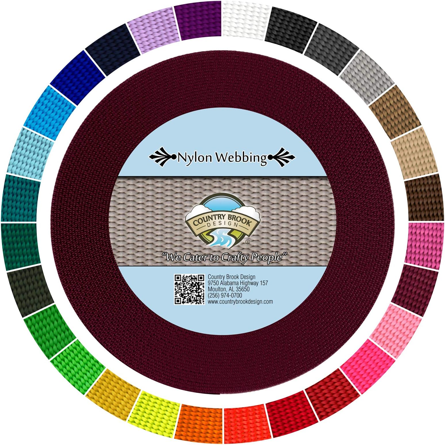 Country Brook Design - Durable 1 Inch Heavy Duty Nylon Webbing - 30+ Vibrant Colors