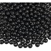 LIMAOLLY 300 Pcs Acrylic Round Pastel Beads Candy Color Plastic Spacer Beads for DIY Necklace Bracelet Earring Jewelry Making (Black)