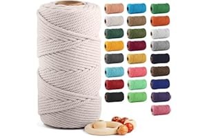 Macrame Cotton Cord 5mm x 109yds, ZUEXT Natural Handmade Beige White Braided Cords 4 Strands Knitted Rope String for Craft Wall Hanging Weaving Tapestry Dream Catchers Hanger DIY Gift (100m)