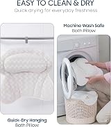 ADOV Luxury Bath Pillow White 6 Suction Cups Ergonomic 4D Air Mesh Headrest view 5