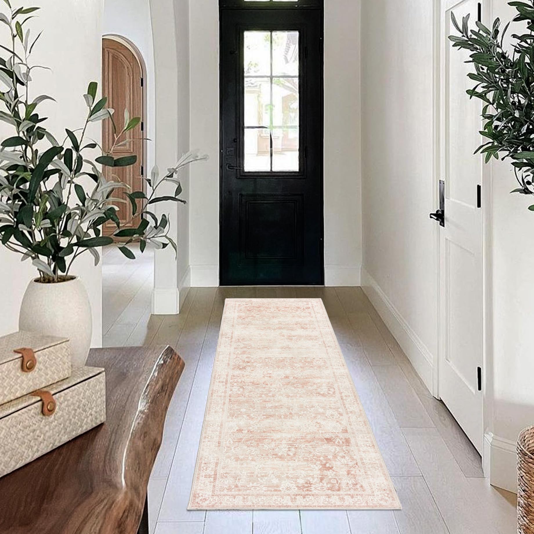 BILEEHOME Pink Boho Runner Rugs for Hallway Kitchen