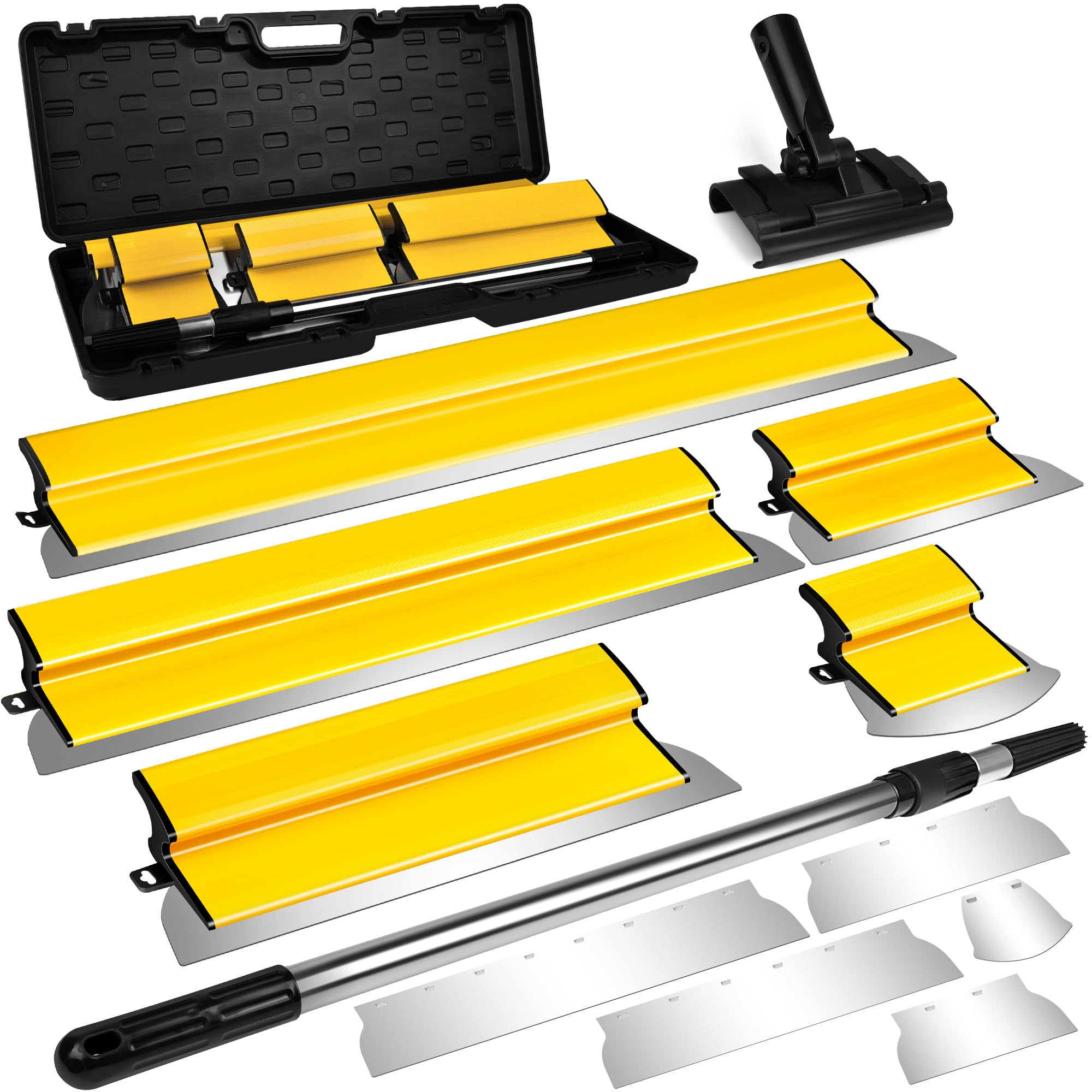 Photo 1 of ***MISSING PARTS***SLNIHAMS Drywall Skimming Blade Set with Replaceable Blades – 5 Stainless Steel Blades (16"-32"), 29"-47" Telescoping Handle & Grip Adapter – Professional Wall Finishing Tools for Smooth Coating***MISSING PARTS***