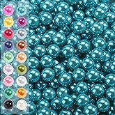 Vase Filler Pearls, 2200 Pcs No Hole Pearl Vase Beads, Plastic Fake Pearl for Crafting, Pearls for Makeup Brush Holder Beads, Tabble Scatter, Vase Decor, Wedding Birthday Party (Cyan Blue, 6mm)