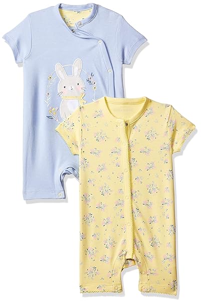 Baby Girls Romper Suit (Pack of 2) (SB067-1_Multicoloured_0 3 Months)