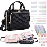 VUSIGN Bible Cover Case with Shoulder Strap, All-in-One Bible Journaling Kit, Bible Study Supplies with Highlighters, Tabs & Gel Pens, Book Carrying Case & Christian Gift Bilbe Bag for Woman
