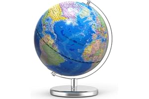 Dexyino 13 Inch Large World Globe for Adult, Educational Globe for Children, Colorful HD World Map Details for Kids Learning, Illuminated Globes Lamp for Kids Gift and Bedroom Office Decor