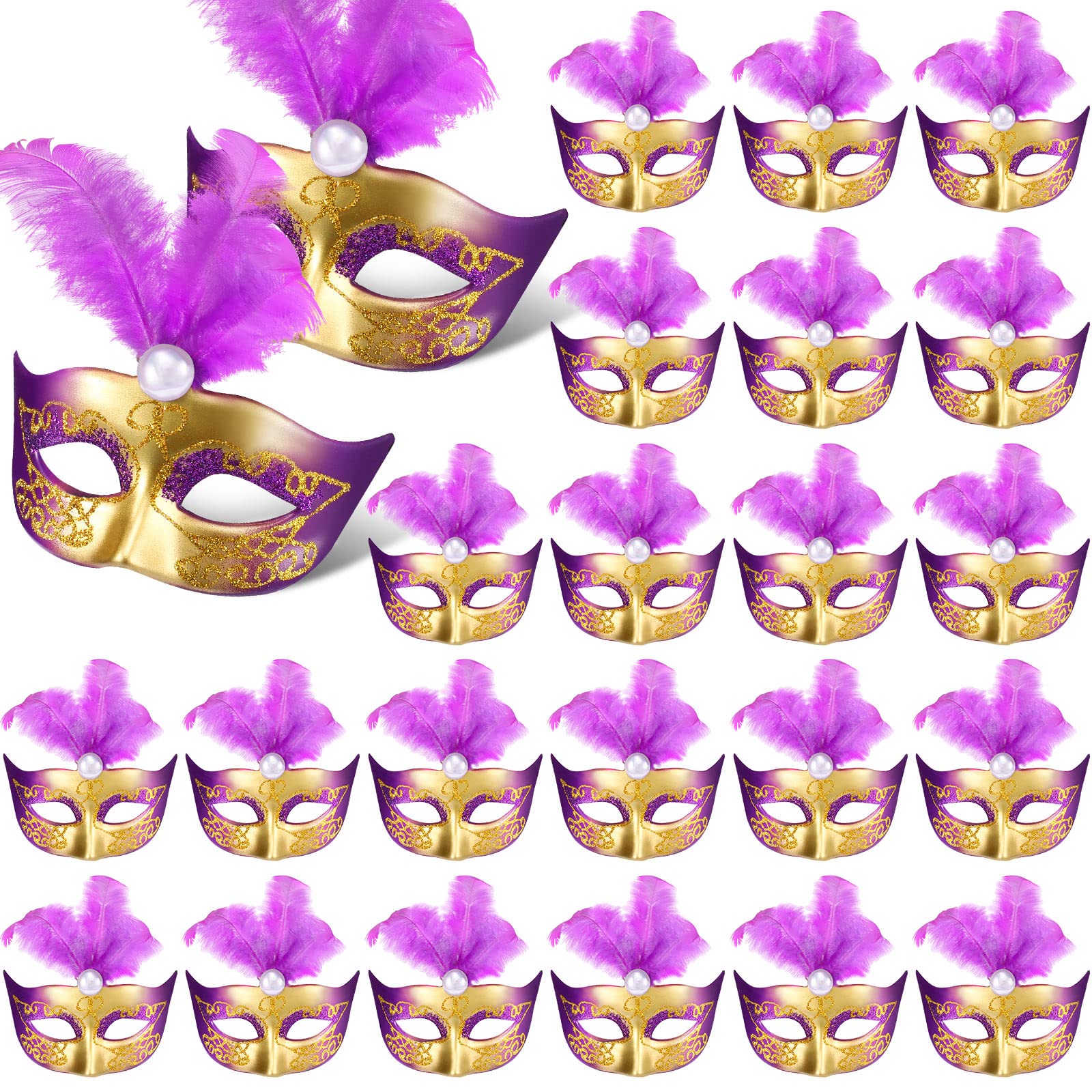 Photo 1 of *MISSING PARTS*
Charniol 24 Pcs Mardi Gras Masks Mini Masquerade Small Mask Dress Up Cake Toppers Decorative Venetian Centerpiece Party Decor (Purple)