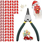 Proshine 50 Pcs Pinless Peepers with Stickers, Pliers for Chickens, Pheasant Poultry Blinders, Anti-Pecking Glasses