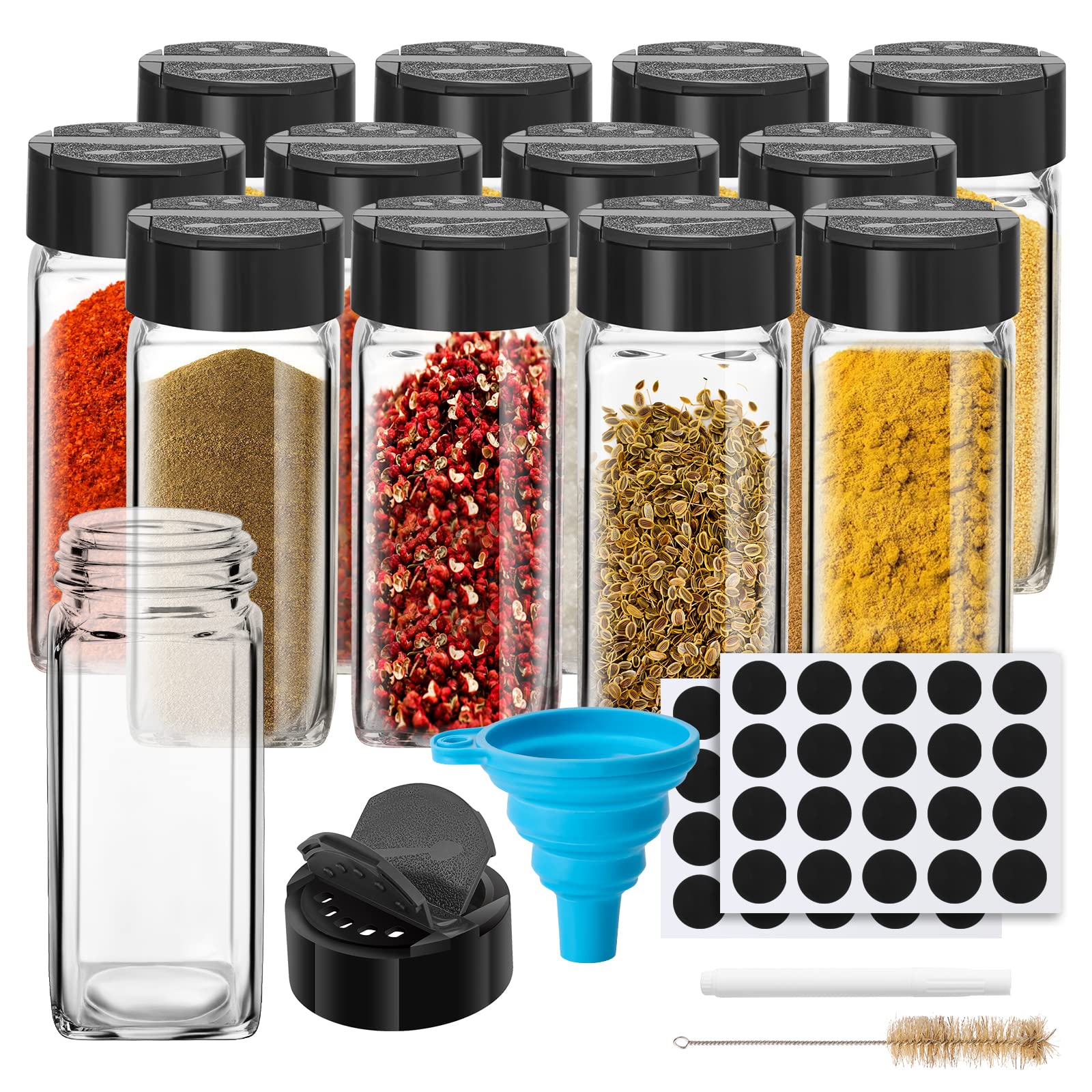 Saiveina 12 Pcs Glass Spice Jars
